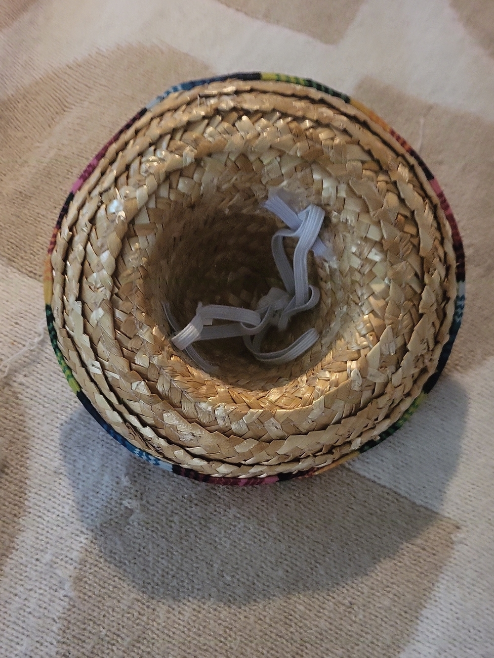 PRE-LOVED Adorable Dog Straw Sombrero Hat With Multicolor Trim🧡 - Picture 2 of 2